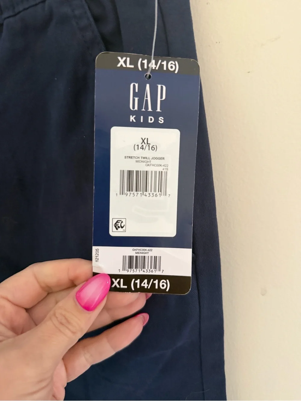 Gap Kids Stretch Twill Jogger Pants Navy XL 14/16 NWT